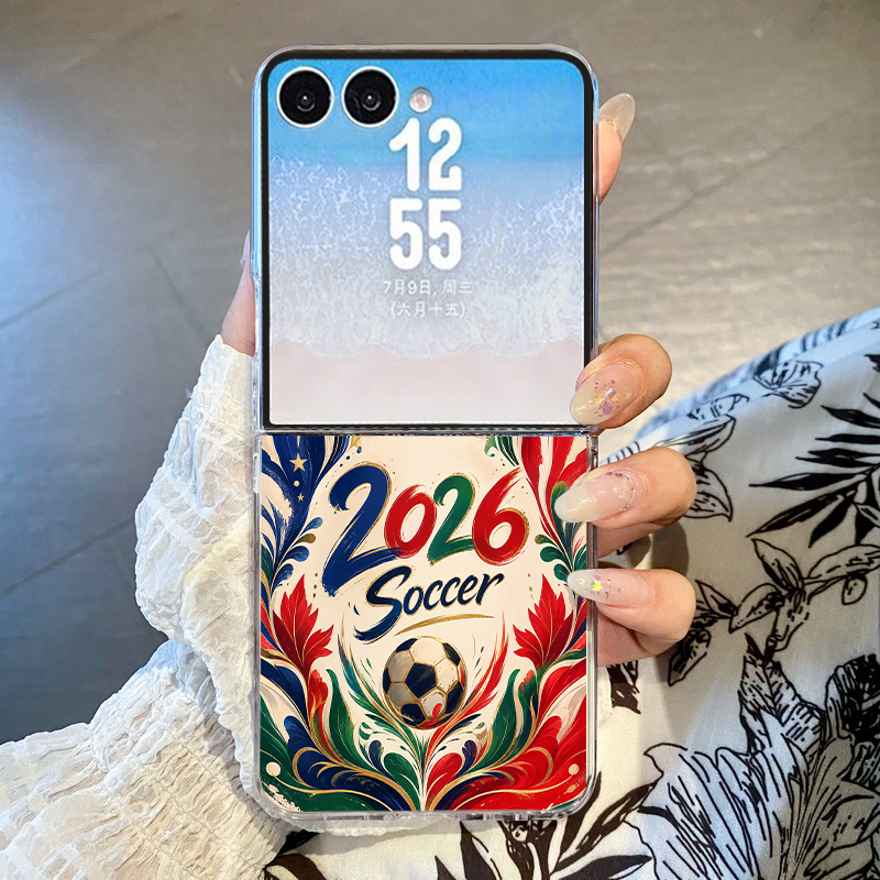 Phone Cases Z Flip 6 - Football Pattern Transparent Phone Case For