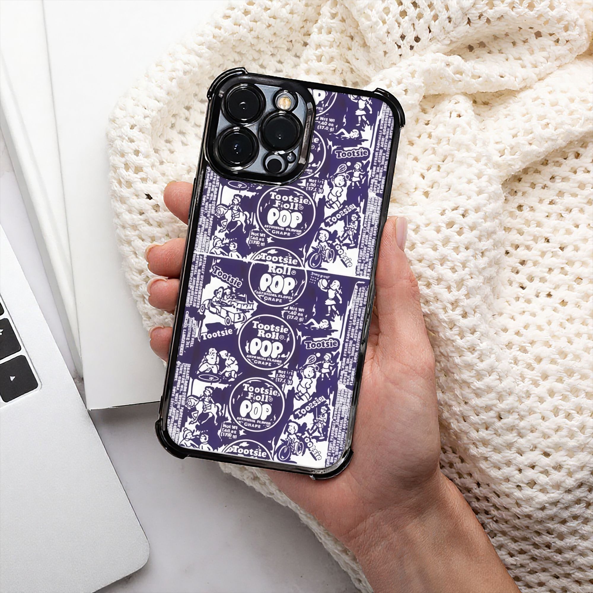 Phone Cases Purple - Retro Purple & White Phone Case