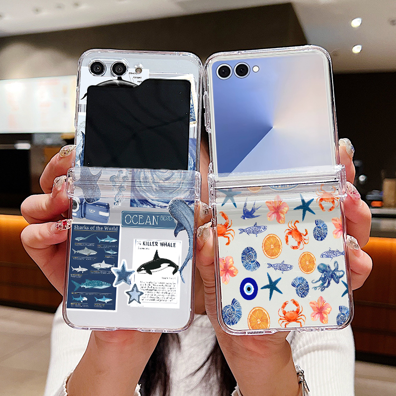 Phone Cases Z Flip 6 - Shark Star Patterned Phone Case For