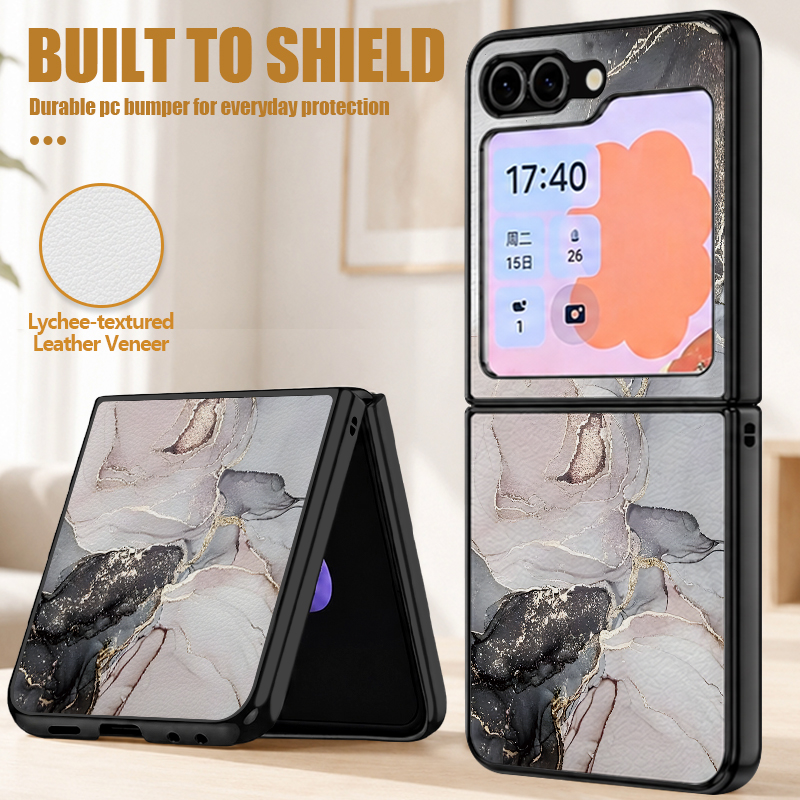 Phone Cases Z Flip 6 - Premium PU Leather Phone Case For