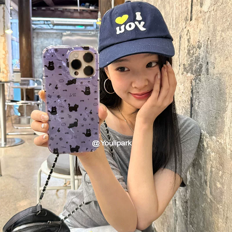 Ins Cute Girl Flower Purple Fu - Phone Cases Purple のレビューと価格