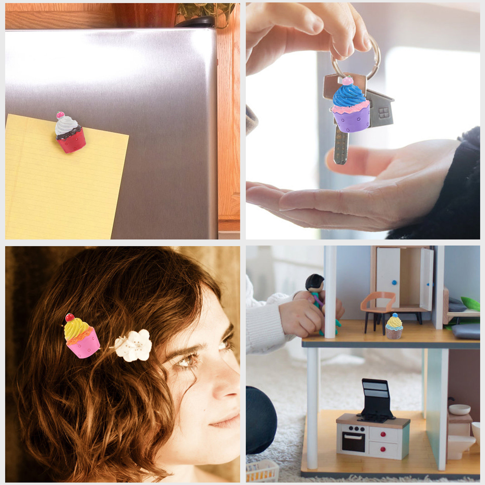 8Pcs Resin Mini Cupcake Keycha - Phone Cases With Charms のレビューと価格