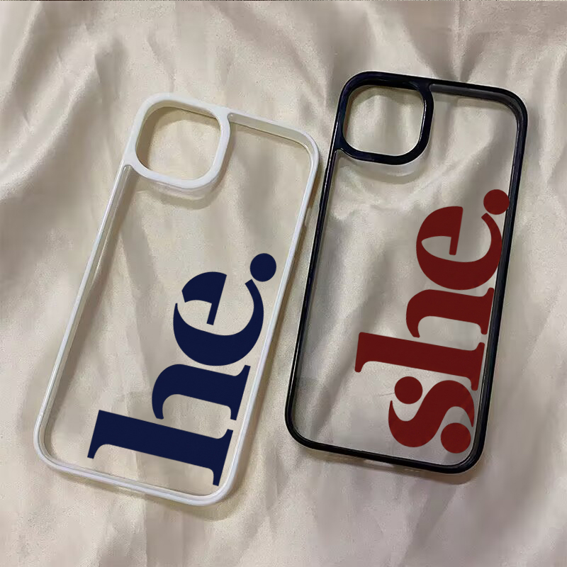 He She Letter Couple Phone Cas - Phone Cases Shein のレビューと価格