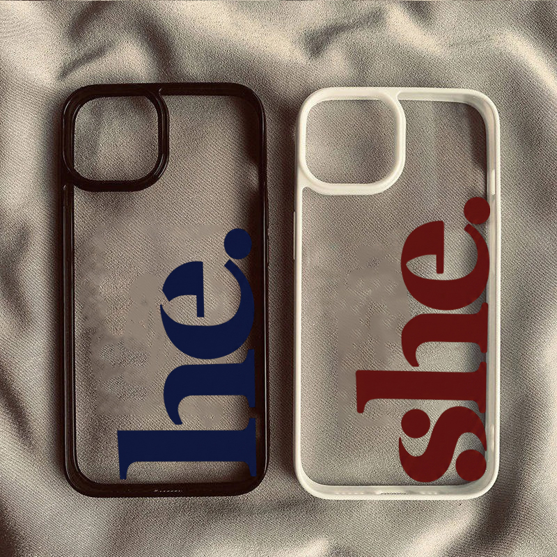 He She Letter Couple Phone Cas - Phone Cases Shein のレビューと価格