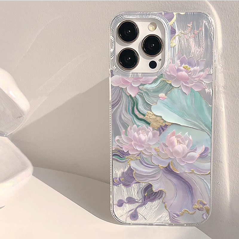 Dreamy Purple Lotus Print Aest - Phone Cases Purple のレビューと価格