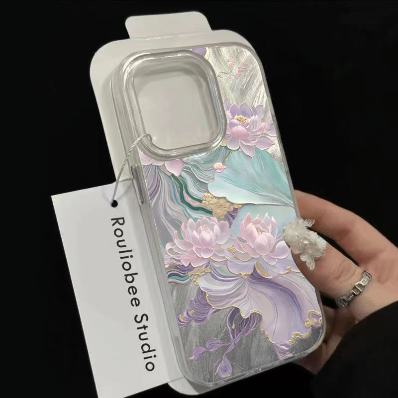Dreamy Purple Lotus Print Aest - Phone Cases Purple のレビューと価格