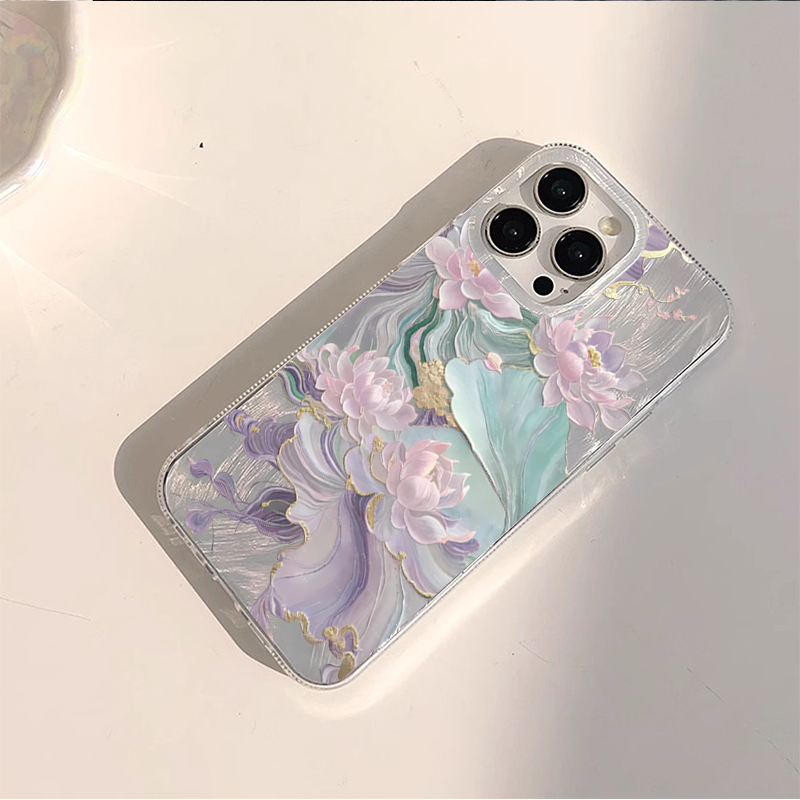 Dreamy Purple Lotus Print Aest - Phone Cases Purple のレビューと価格