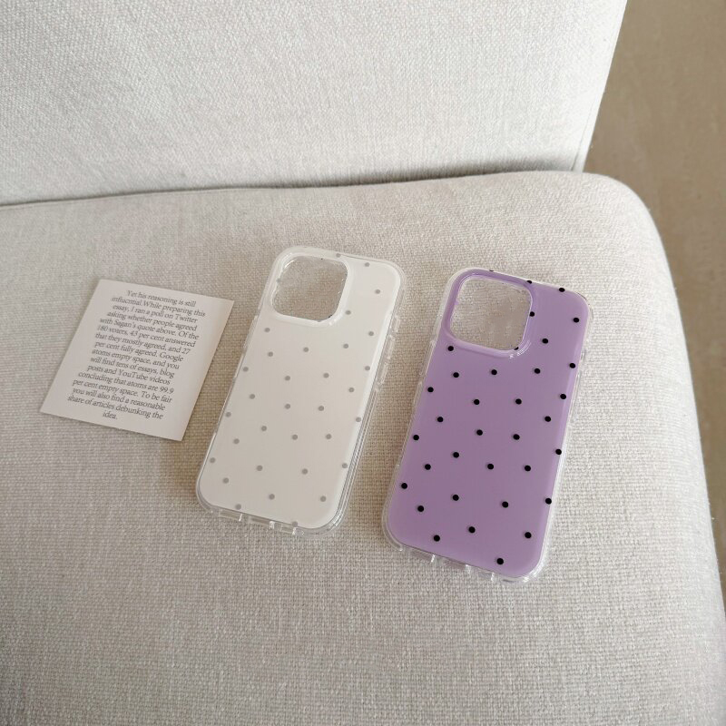 Korean White & Purple Polka Do - Phone Cases Purple のレビューと価格