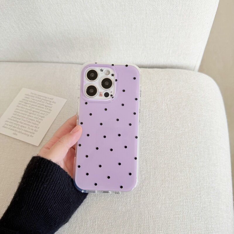 Korean White & Purple Polka Do - Phone Cases Purple のレビューと価格