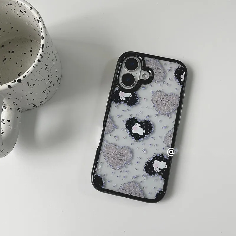 Ins Korean Retro Girl Love Rab - Phone Cases Purple のレビューと価格