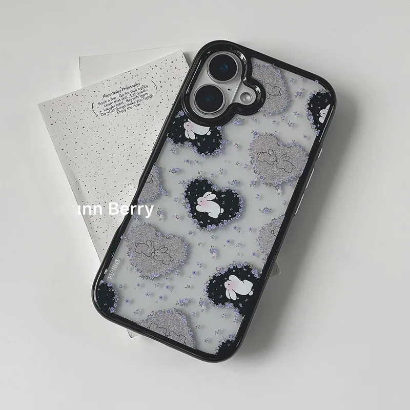 Ins Korean Retro Girl Love Rab - Phone Cases Purple のレビューと価格