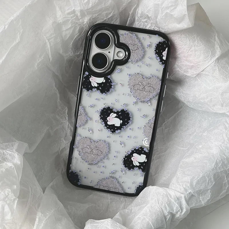 Ins Korean Retro Girl Love Rab - Phone Cases Purple のレビューと価格