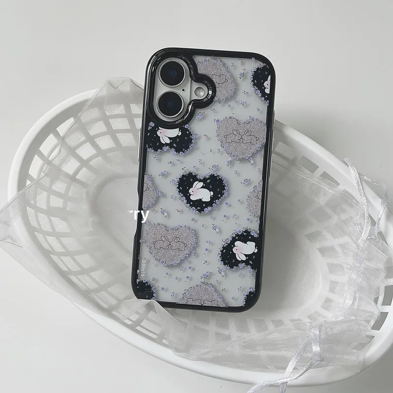 Ins Korean Retro Girl Love Rab - Phone Cases Purple のレビューと価格