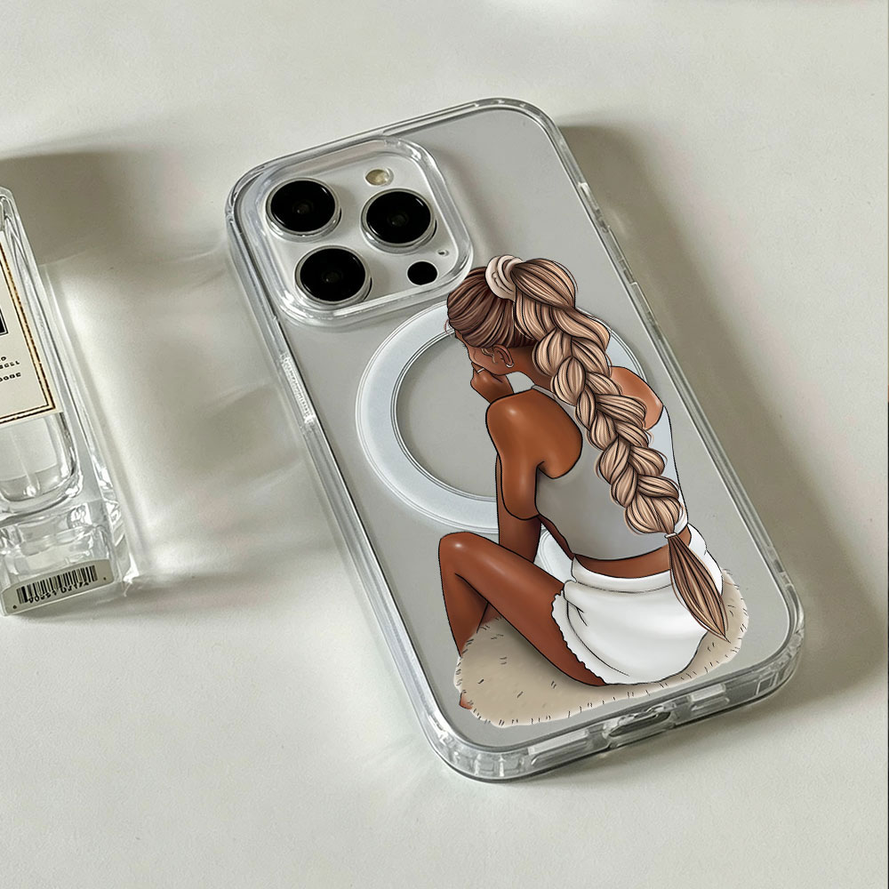 Dark Skin Fashion Woman For Ma - Clear Magsafe Case のレビューと価格