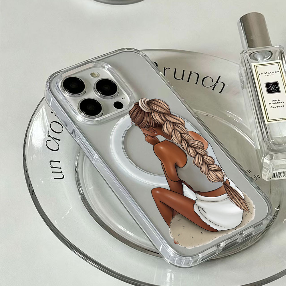Dark Skin Fashion Woman For Ma - Clear Magsafe Case のレビューと価格