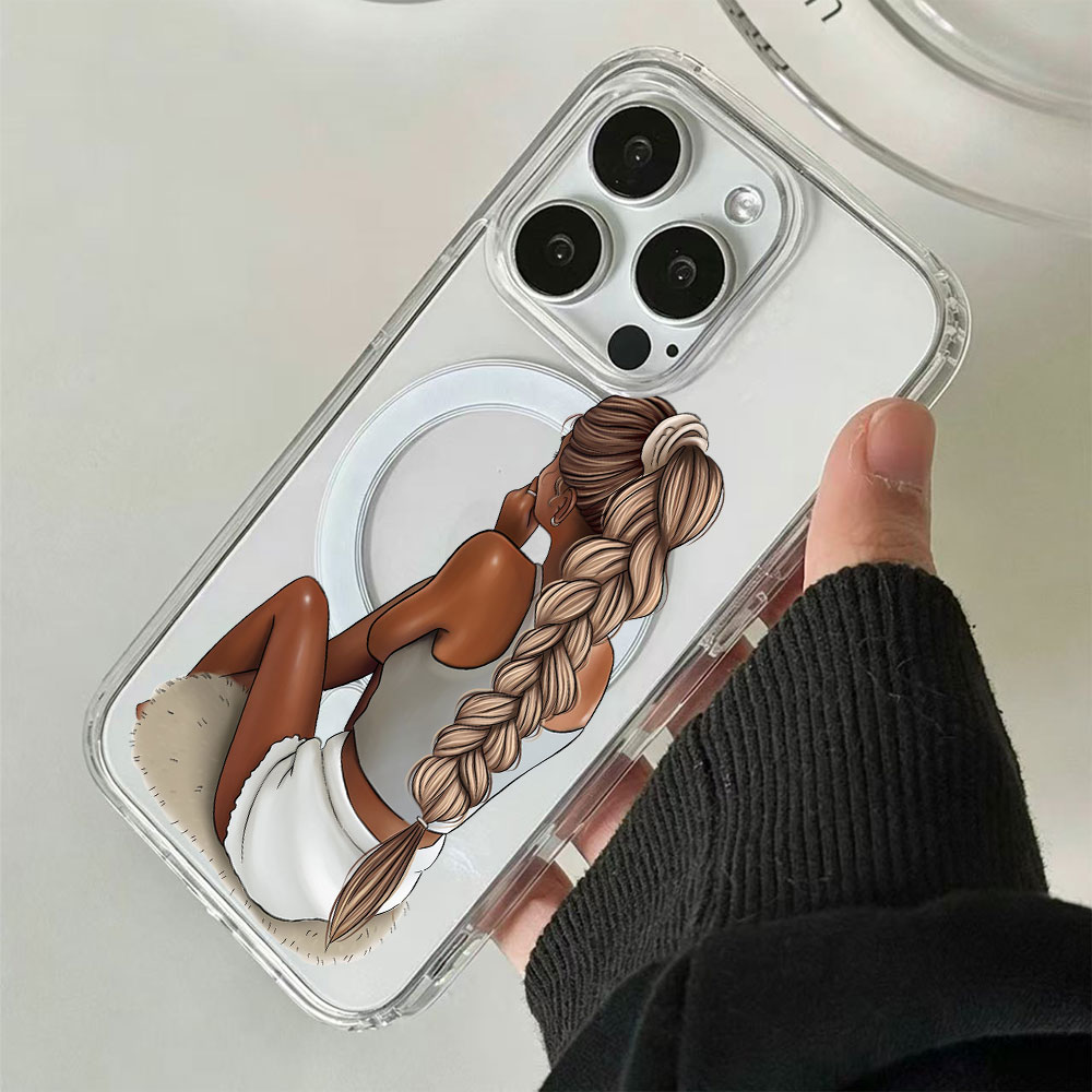 Dark Skin Fashion Woman For Ma - Clear Magsafe Case のレビューと価格