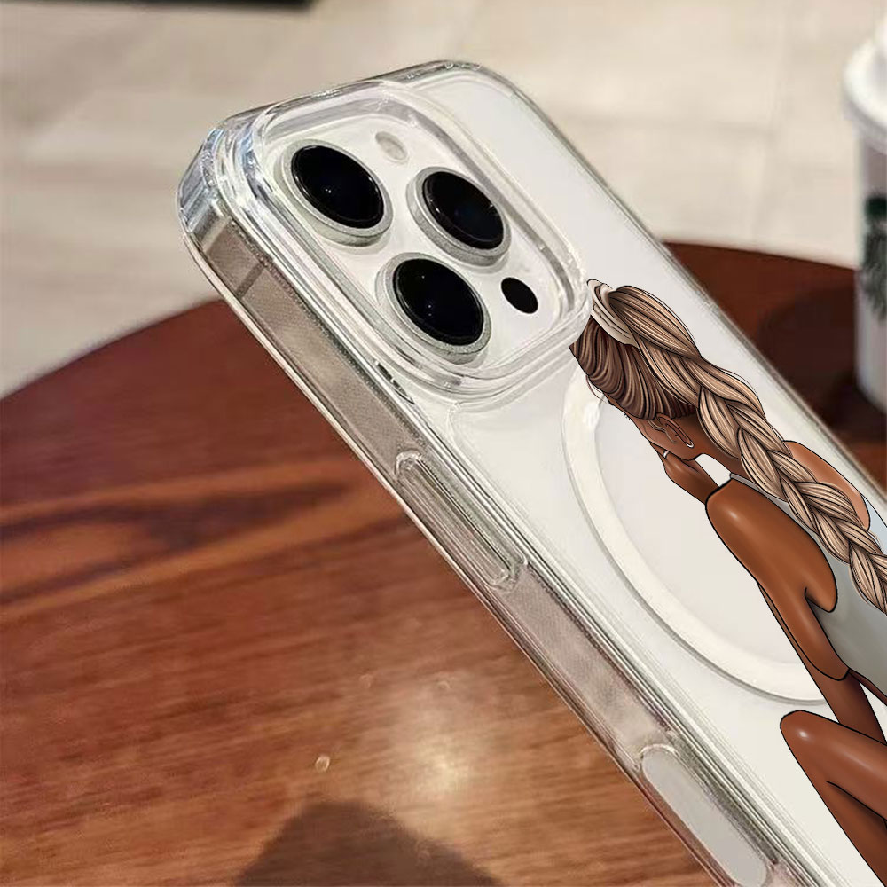 Dark Skin Fashion Woman For Ma - Clear Magsafe Case のレビューと価格