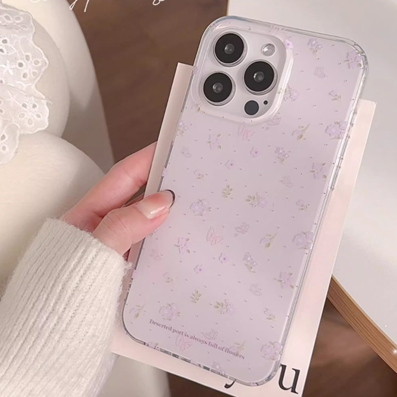 Ins Korean Purple Floral Gentl - Phone Cases Purple のレビューと価格