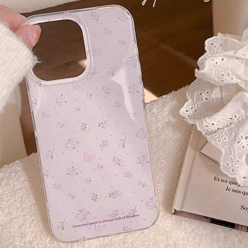 Ins Korean Purple Floral Gentl - Phone Cases Purple のレビューと価格