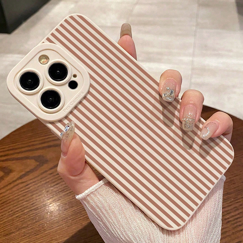 Pink Striped Painted Anti-Drop - Phone Cases Iphone 16 Pro のレビューと価格